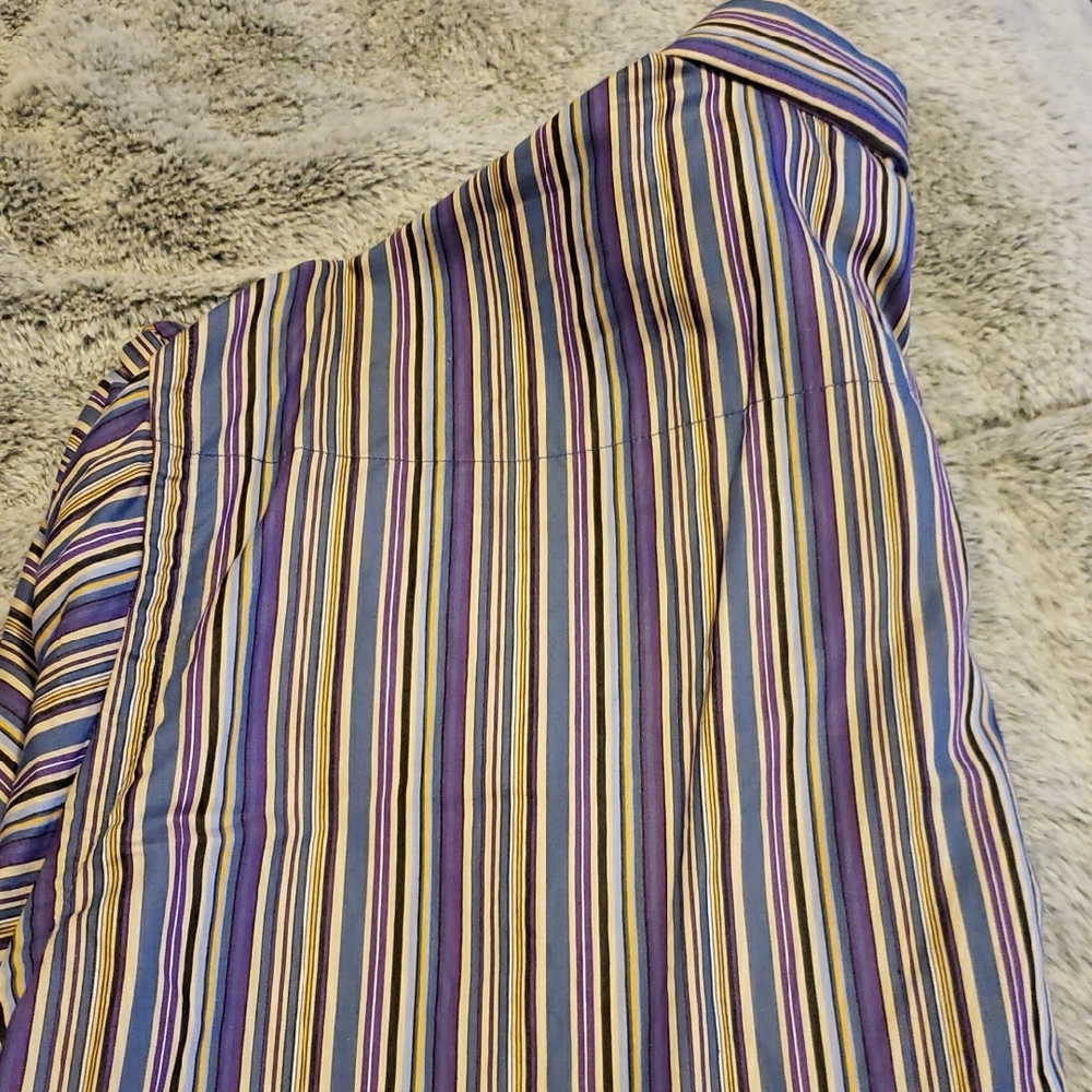 Robert Graham Blue and Purple Striped Dress Shirt - Picture 7 of 8